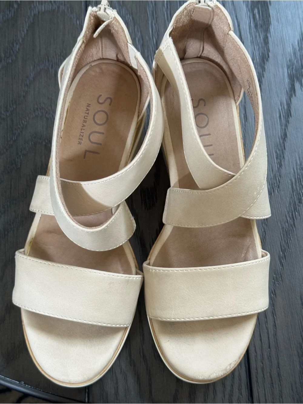 SOUL Naturalizer Cream Crisscross Wedge Sandals